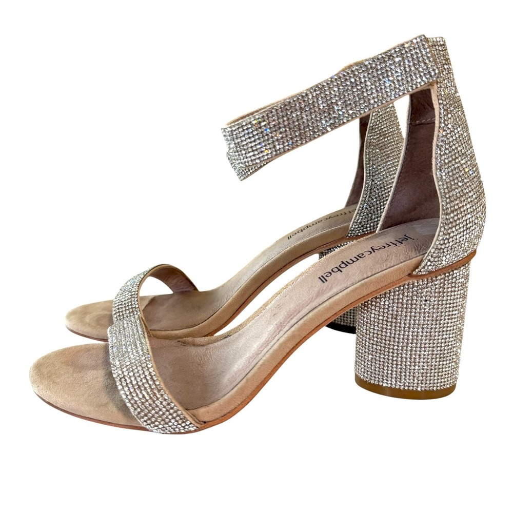Jeffrey Campbell Laura Size 6.5โ Rhinestone Bling Wedding Heels Open Toe Sandals